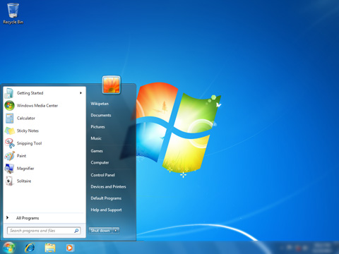 Desktop of Windows 7